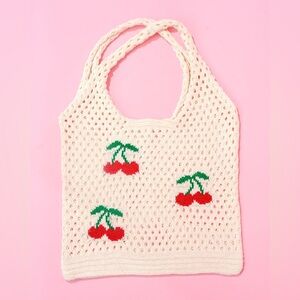 Crochet Shoulder Bag with Cherries